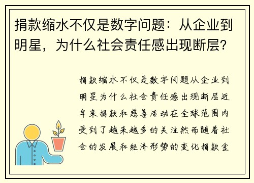 捐款缩水不仅是数字问题：从企业到明星，为什么社会责任感出现断层？